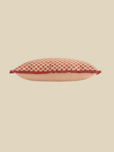 Rust Geometric Embroidered Cotton Cushion