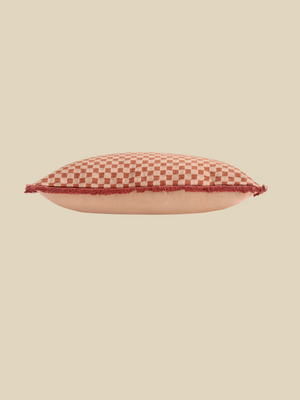Rust Geometric Embroidered Cotton Cushion