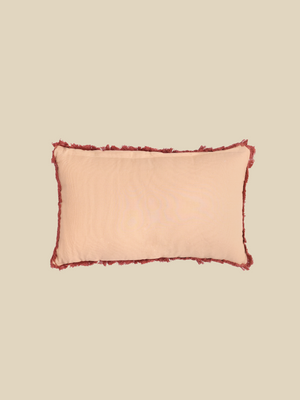 Rust Geometric Embroidered Cotton Cushion