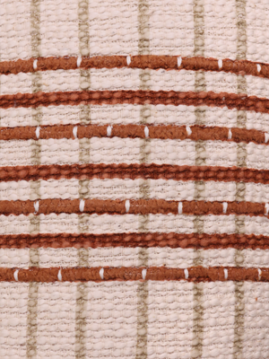 Rust Stripe Embroidered Cotton Cushion