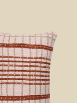 Rust Stripe Embroidered Cotton Cushion