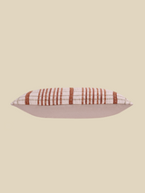 Rust Stripe Embroidered Cotton Cushion