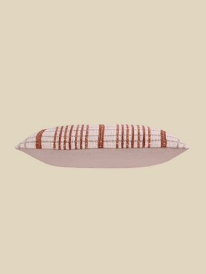 Rust Stripe Embroidered Cotton Cushion
