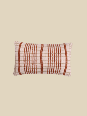 Rust Stripe Embroidered Cotton Cushion