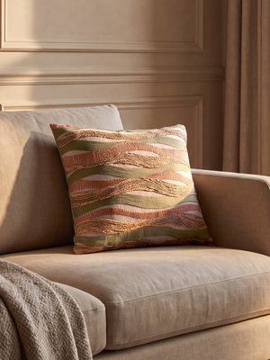 Marlow Stripe Embroidered Cotton Cushion