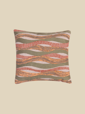Marlow Stripe Embroidered Cotton Cushion