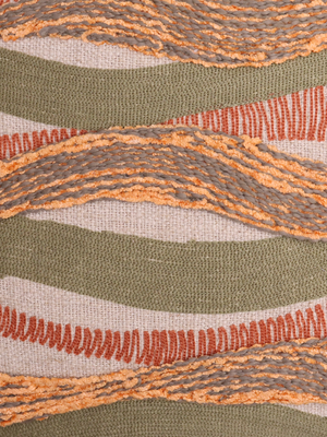 Marlow Stripe Embroidered Cotton Cushion