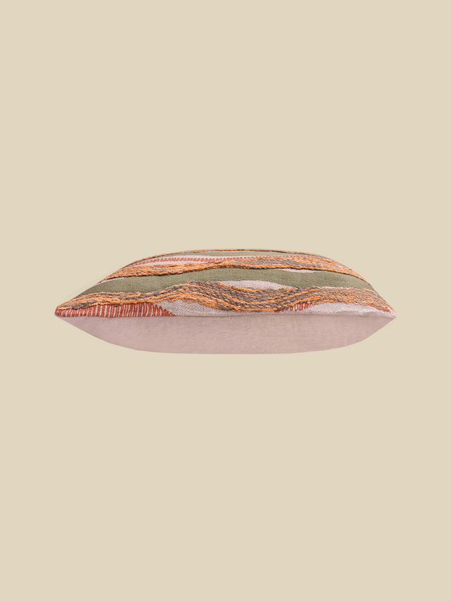 Marlow Stripe Embroidered Cotton Cushion