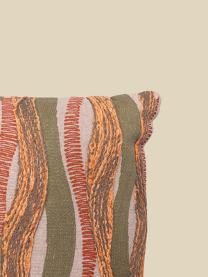 Marlow Stripe Embroidered Cotton Cushion