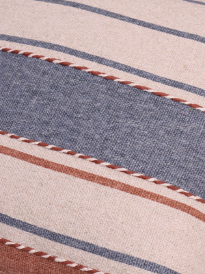 Harper Stripe Embroidered Cotton Cushion