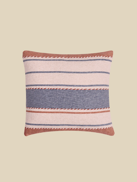 Harper Stripe Embroidered Cotton Cushion