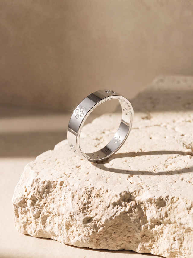 Clover Lab Diamond Band Ring - Sterling Silver