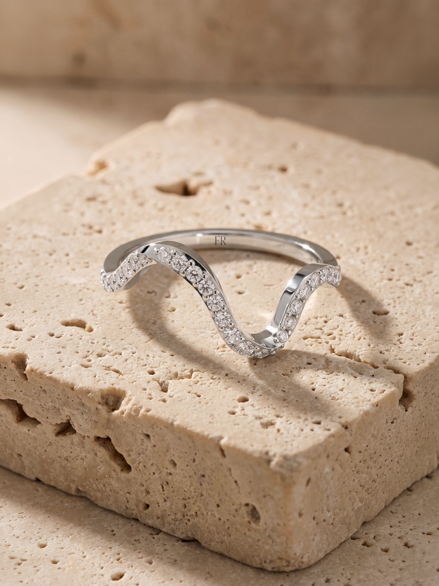 Wave Lab Diamond Ring - Sterling Silver