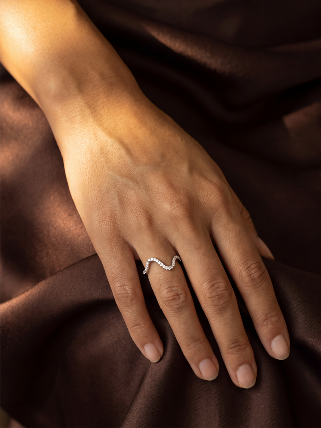 Wave Lab Diamond Ring - Sterling Silver