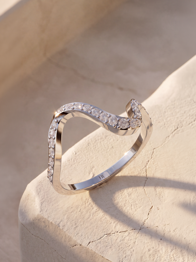 Wave Lab Diamond Ring - Sterling Silver