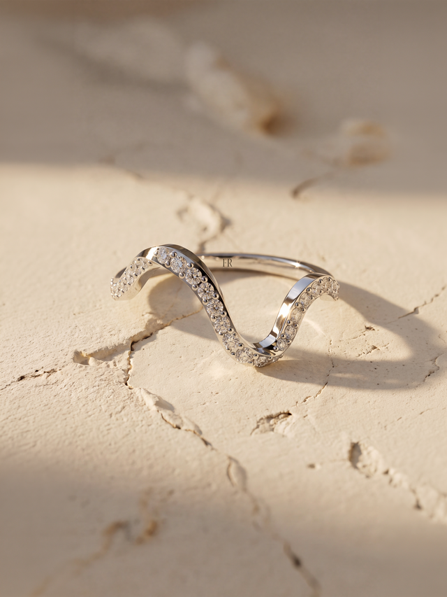 Wave Lab Diamond Ring - Sterling Silver