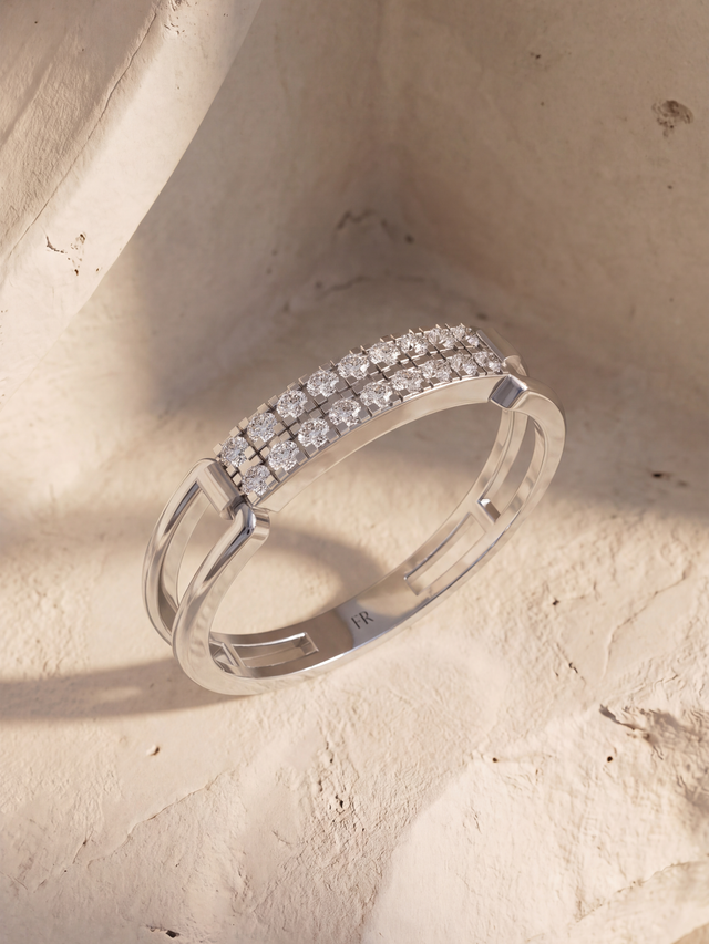 Radiant Lab Diamond Ring - Sterling Silver