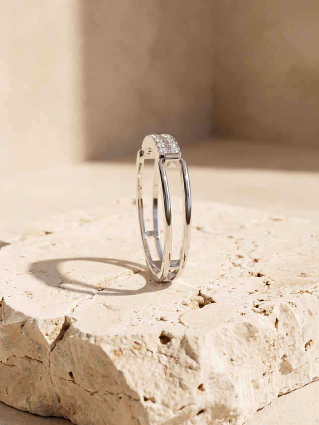 Radiant Lab Diamond Ring - Sterling Silver