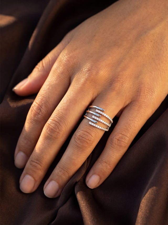 Trinity Lab Diamond Ring - Sterling Silver