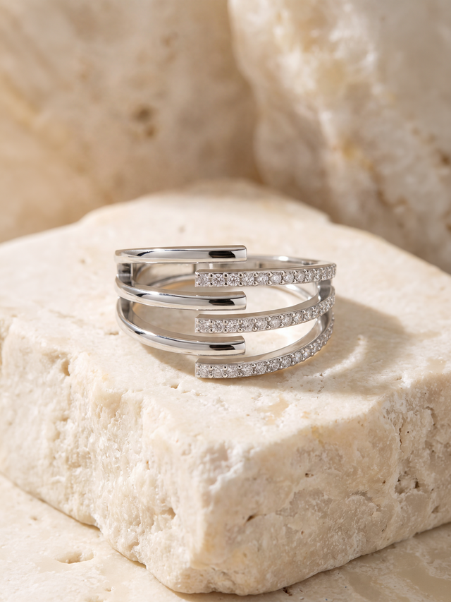 Trinity Lab Diamond Ring - Sterling Silver