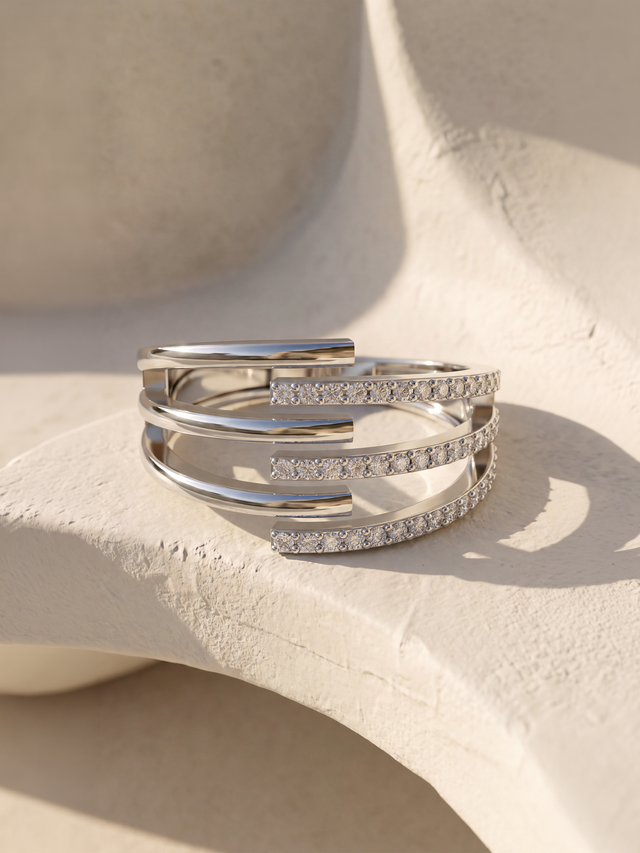 Trinity Lab Diamond Ring - Sterling Silver