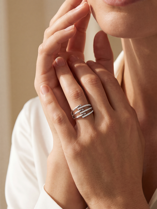 Trinity Lab Diamond Ring - Sterling Silver