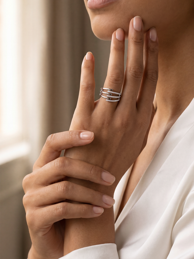Trinity Lab Diamond Ring - Sterling Silver