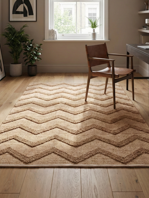Jesse Hand-woven Jute Striped Rug - Beige