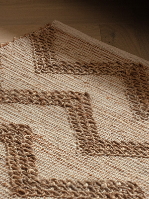 Jesse Hand-woven Jute Striped Rug - Beige