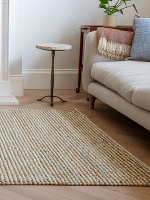 Jody Hand-woven Wool Jute Striped Rug - Beige