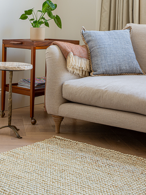 Jody Hand-woven Wool Jute Striped Rug - Beige