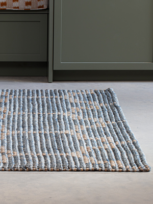 Rio Hand-woven Wool Jute Geometric Rug - Blue