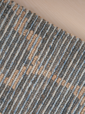 Rio Hand-woven Wool Jute Geometric Rug - Blue
