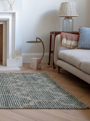 Rio Hand-woven Wool Jute Geometric Rug - Blue