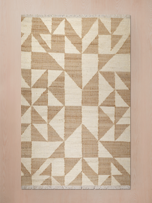 Monet Hand-woven Jute Cotton Geometric Rug - Beige