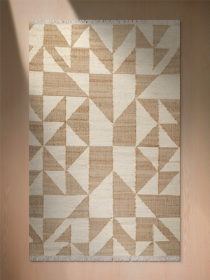 Monet Hand-woven Jute Cotton Geometric Rug - Beige