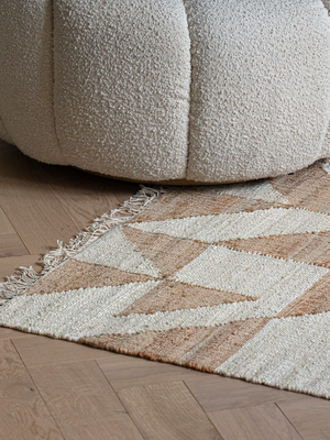 Monet Hand-woven Jute Cotton Geometric Rug - Beige
