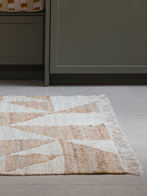 Monet Hand-woven Jute Cotton Geometric Rug - Beige