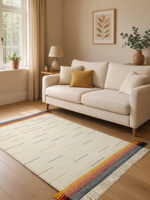 Ava Hand-woven Wool Cotton Striped Rug - Multi