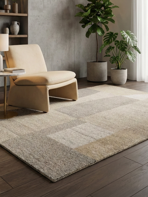 Azari Geometric Hand-tufted Wool Abstract Rug - Beige