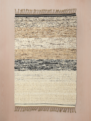Elowen Hand-woven Wool Striped Rug - Beige