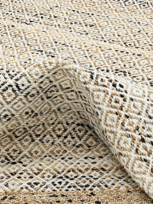 Calla Hand-woven Wool Jute Geometric Rug - Beige