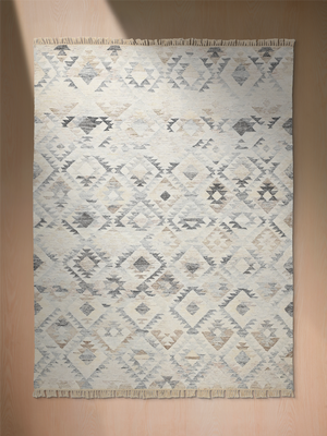 Freja Hand-woven Wool Kilim Rug - Cream