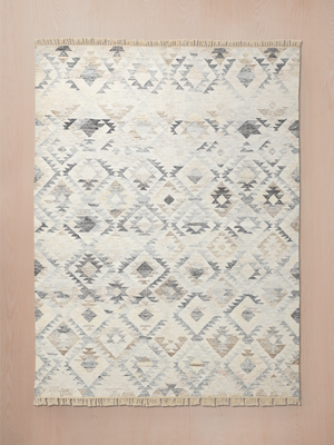 Freja Hand-woven Wool Kilim Rug - Cream
