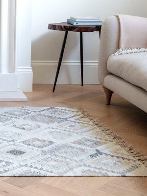 Freja Hand-woven Wool Kilim Rug - Cream