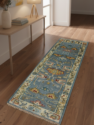 Gulzar Hand-knotted Wool Persian Rug - Blue