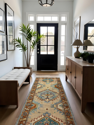 Amber Oasis Hand-knotted Wool Persian Rug - Beige