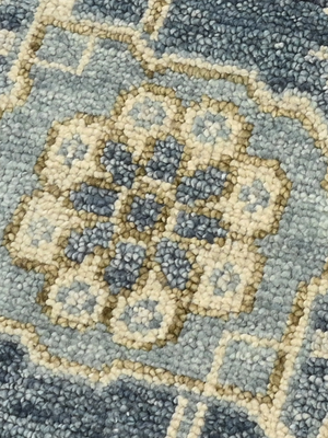 Bloomville Hand-knotted Wool Persian Rug - Blue