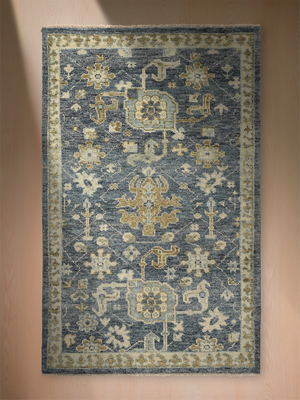Bloomville Hand-knotted Wool Persian Rug - Blue