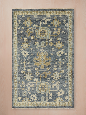 Bloomville Hand-knotted Wool Persian Rug - Blue